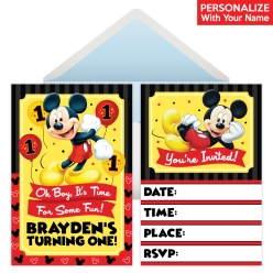 Mickey 1st Birthday Personalized Invitations - 8 Pk
