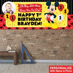 Mickey 1st PHOTO PERSONALIZED Giant Vinyl Keepsake Banner