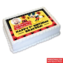 Mickey Mouse 1st Birthday Photo Personalized Edible Icing