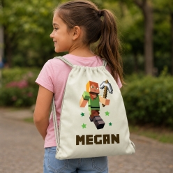 Minecraft Alex Personalized Drawstring Backpack