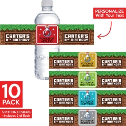 Minecraft PERSONALIZED VINYL Bottle Labels - 10 PK
