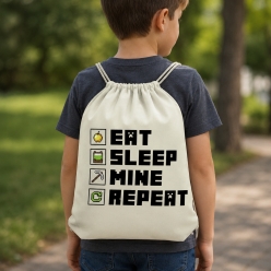 Eat Sleep Mine Repeat Drawstring Backpack