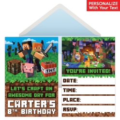 Minecraft PERSONALIZED Invitations - 8 Pk