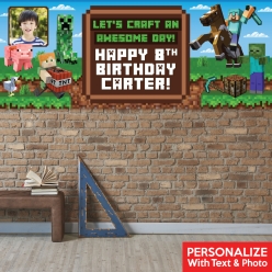 Minecraft PHOTO PERSONALIZED Giant Vinyl Keepsake Banner