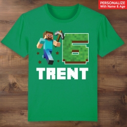 Minecraft Steve Personalized Green T-shirt