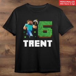 55% OFF: Minecraft Steve Personalized Black T-shirt