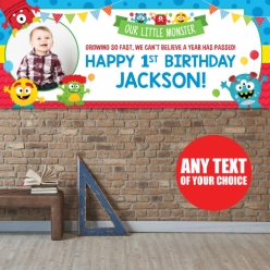 Mini Monster PHOTO PERSONALIZED Giant Vinyl Keepsake Banner