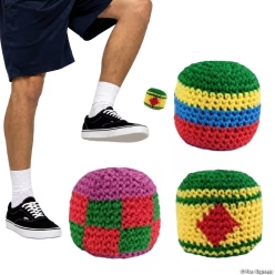 Bright Patchwork Knitted Footbags-3Pk