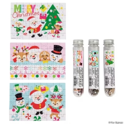 Christmas Character Jigsaw Puzzles in Plastic Tubes-12Pk
