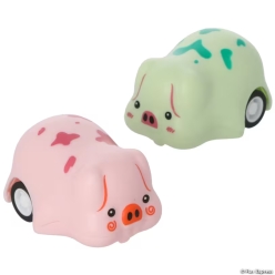 Pig Plastic Pull-Back Racer Toys-12Pk