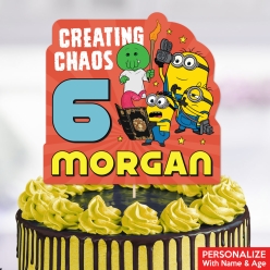 Minions & Monsters PERSONALIZED Name & Age Cake Topper