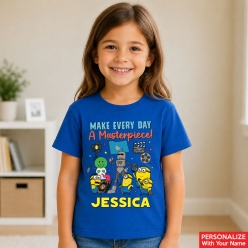 Minions & Monsters Personalized Name Blue T-shirt