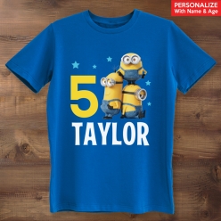 55% OFF: Minions Character Personalized Blue T-shirt