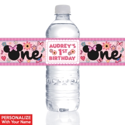 Minnie 1st PERSONALIZED VINYL Bottle Labels - 10 PK