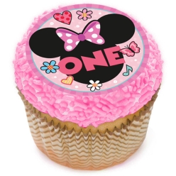 Minnie Mouse ONE Cupcake Icing Toppers 12pk