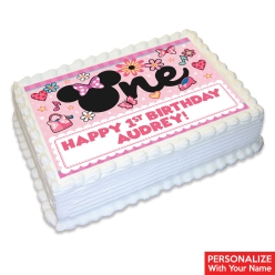 Minnie Mouse 1st Birthday Personalizable Edible Icing