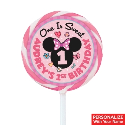 Minnie 1st PERSONALIZED Lollipops - 12 Pk