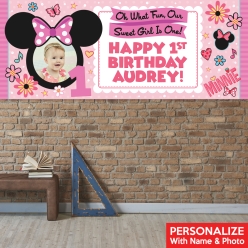 Minnie 1st PHOTO PERSONALIZED Giant Vinyl Keepsake Banner