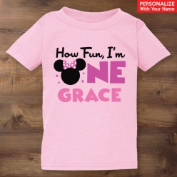 55% OFF: How Fun I'm One Personalized Minnie Light Pink T-shirt