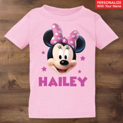 55% OFF: Minnie Personalized Name Light Pink T-shirt