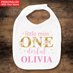 Miss Onederful Floral PERSONALIZED Bib