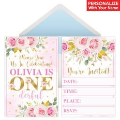 Miss Onederful PERSONALIZED Invitations - 8 Pk