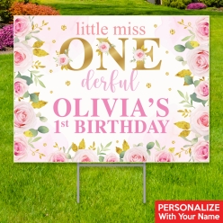 Miss Onederful All Weather PERSONALIZED Yard Sign