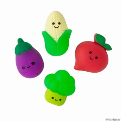 Vegetable Character Mochi Squishy Rubber Stress Toys-12Pk