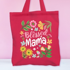 Blessed Mama BIG 41cm Pink Cotton Tote Bag