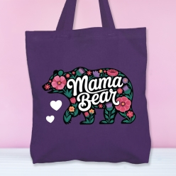Mama Bear BIG 41cm Cotton Purple Tote Bag