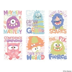Monster Mayhem Classroom Cardstock Posters-6Pk