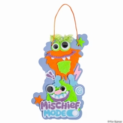 Monster Mayhem Mischief Mode Sign Craft Kit-12Pk