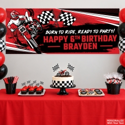 Motocross Full Speed PERSONALIZED Giant Vinyl Banner