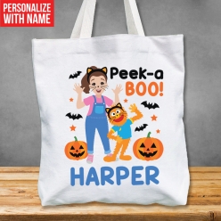 Ms Rachel XL Custom Trick or Treat White Tote Bag
