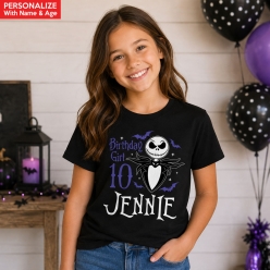 Nightmare Before Christmas Personalized Birthday Black T-shirt