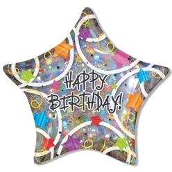 Happy Birthday Holographic Star Shaped Foil