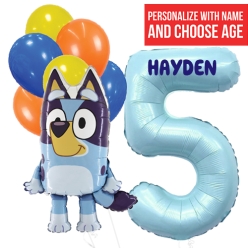 Bluey PERSONALIZED Name & Single Digit Age Balloon Bouquet