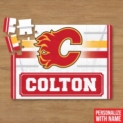 Personalized 30pc Hockey NHL Flames Puzzle w/Name