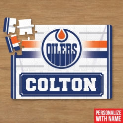 Personalized 30pc Hockey NHL Oilers Puzzle w/Name