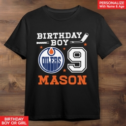 Edmonton Oilers Birthday Personalized Black T-shirt