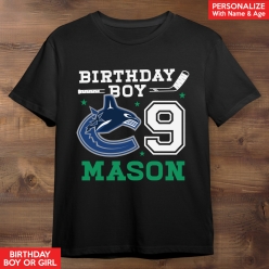 Vancouver Cannuks Personalized Birthday Black T-shirt