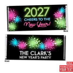 Personalized NYE Glow Candy Bar Sticker Labels - 6 Pk