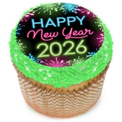 NYE Glow Party Cupcake Icing Toppers 12pk