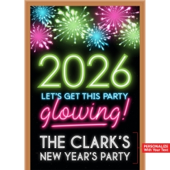 New Years Glow PERSONALIZED Giant Vinyl Keepsake Door Sign