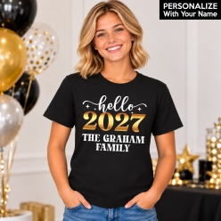 Hello 2027 PERSONALIZED Black T-shirt
