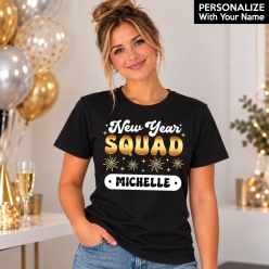 New Years Squad Personalized Black T-shirt