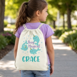 Narwhal Magical Personalized Drawstring Backpack