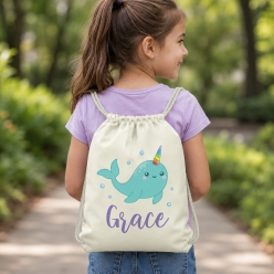 Narwhal Personalized Drawstring Backpack