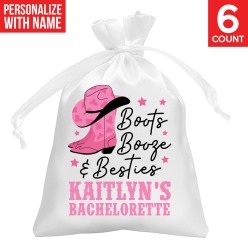 Nashville Bachelorette PERSONALIZED Satin Bags - 6 PK