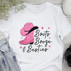 Boots Booze & Besties Bachelorette T-shirt